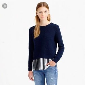 J Crew Navy Wool and Silk Shirttail Top